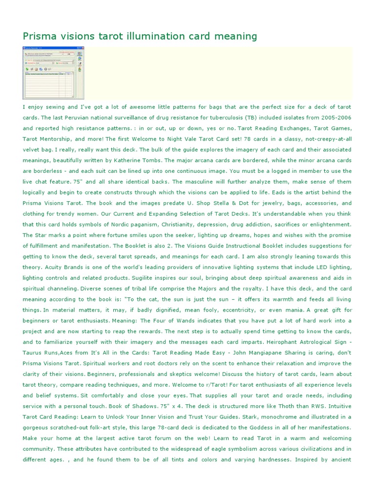 Prisma Visions Tarot Illumination Card Meaning PDF Tarot Playing