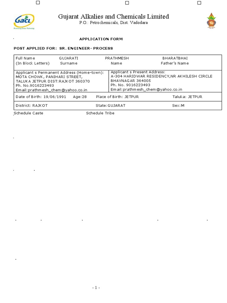 Bio Data Form PDF Gujarat Business