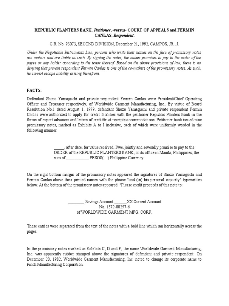 Republic Planters BankVsCa PDF Joint And Several Liability