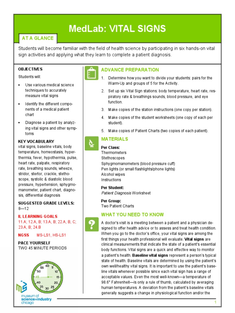 Vital Signs Measurement Lesson Plan | PDF | Blood Pressure | Breathing