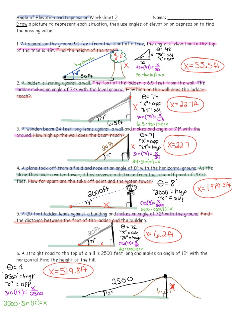 angle-of-elevation-depression-answer-key-pdf