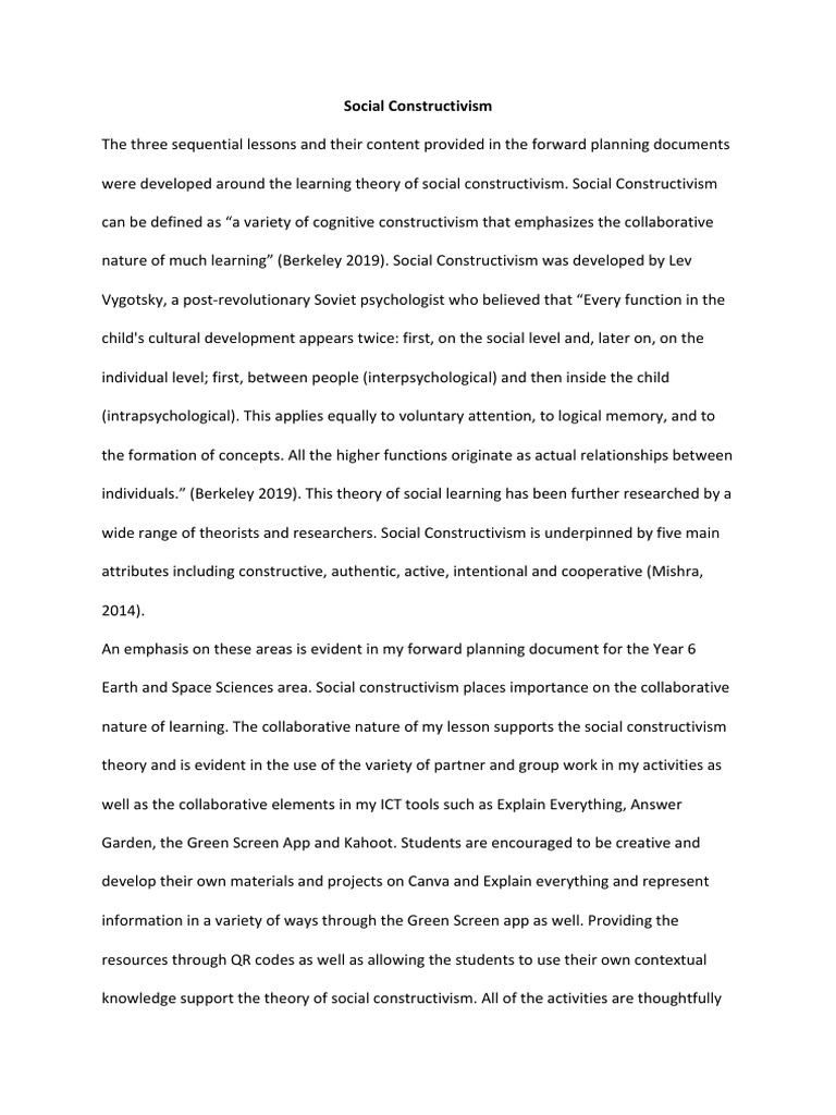Social Constructivism | PDF | Constructivism (Philosophy Of Education ...