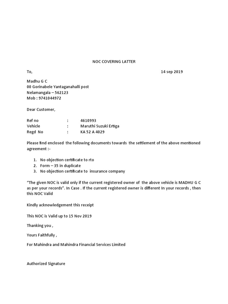 Noc Covering Latter | PDF | Government | Business