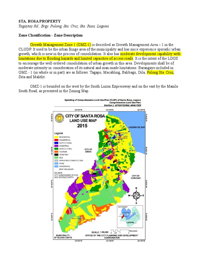 Sta Rosa Laguna Map Sta. Rosa Property Information As Per Clup | Pdf | Urbanization | Urban  Planning