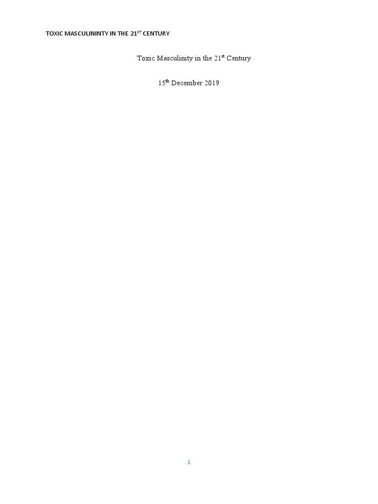 Feminist Theory Toxic Masculinity in 21st Century Download Free PDF