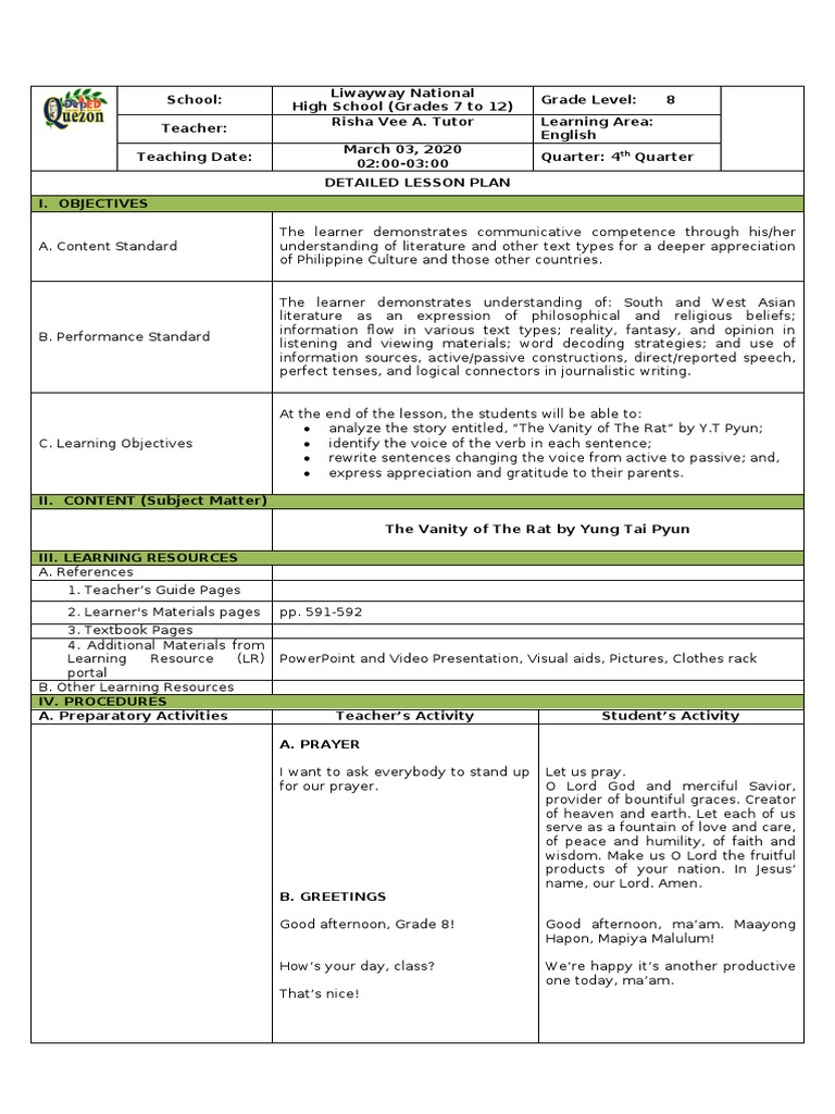 Analyzing "The Vanity of the Rat PDF Subject (Grammar) Language