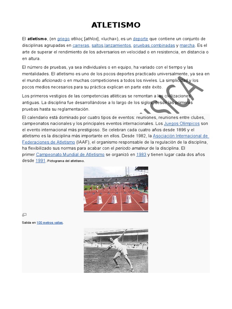 Historia y fundamentos del atletismo | PDF | Deporte del atletismo ...