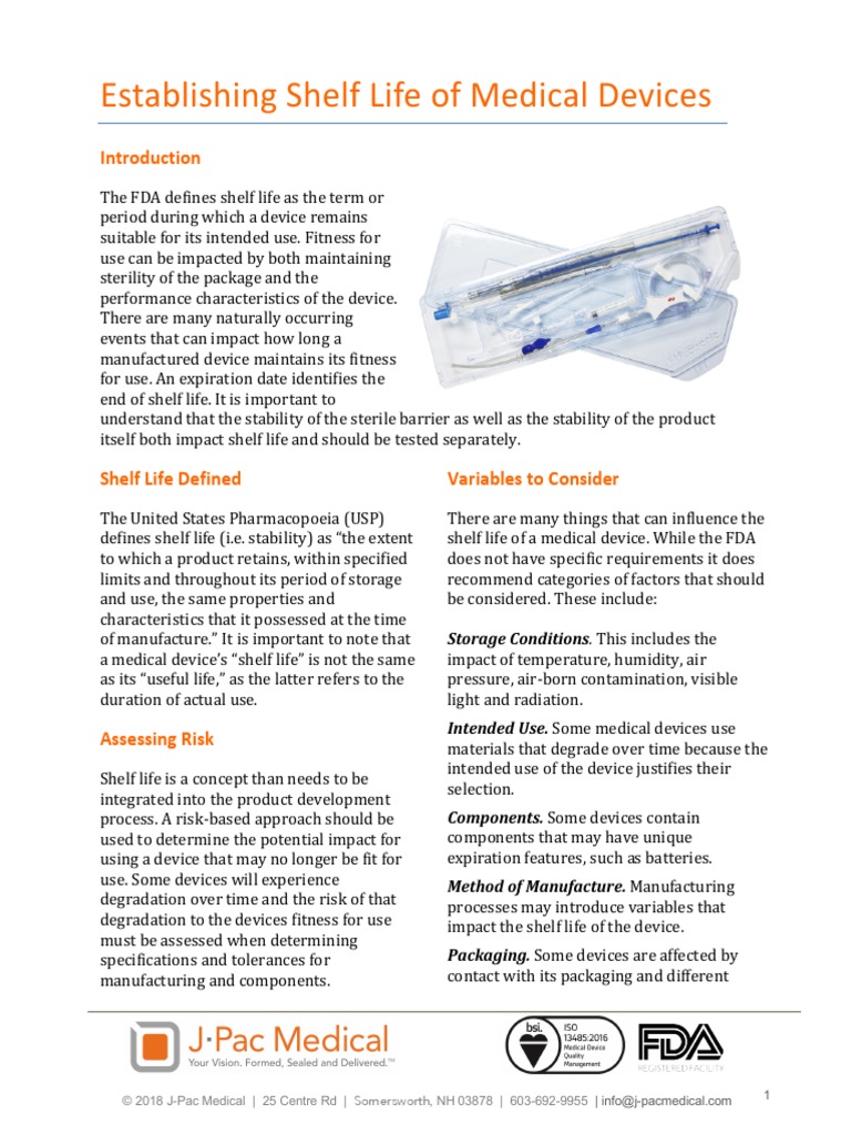 J Pac Whitepaper Shelflife Studies PDF Shelf Life Medical Device