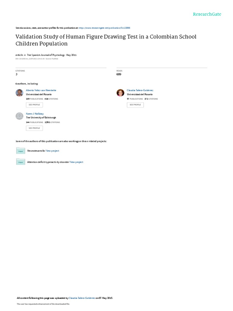 Validation Study of Human Figure Drawing Test PDF Intelligence