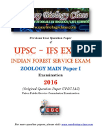 IFS Exam 2016 Zoology Paper I