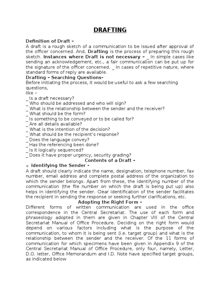 Drafting Effective Communications: Guidelines for Preparing Drafts ...