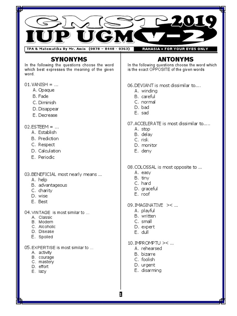 Soal Gmst Iup Inter Ugm 2019 V2