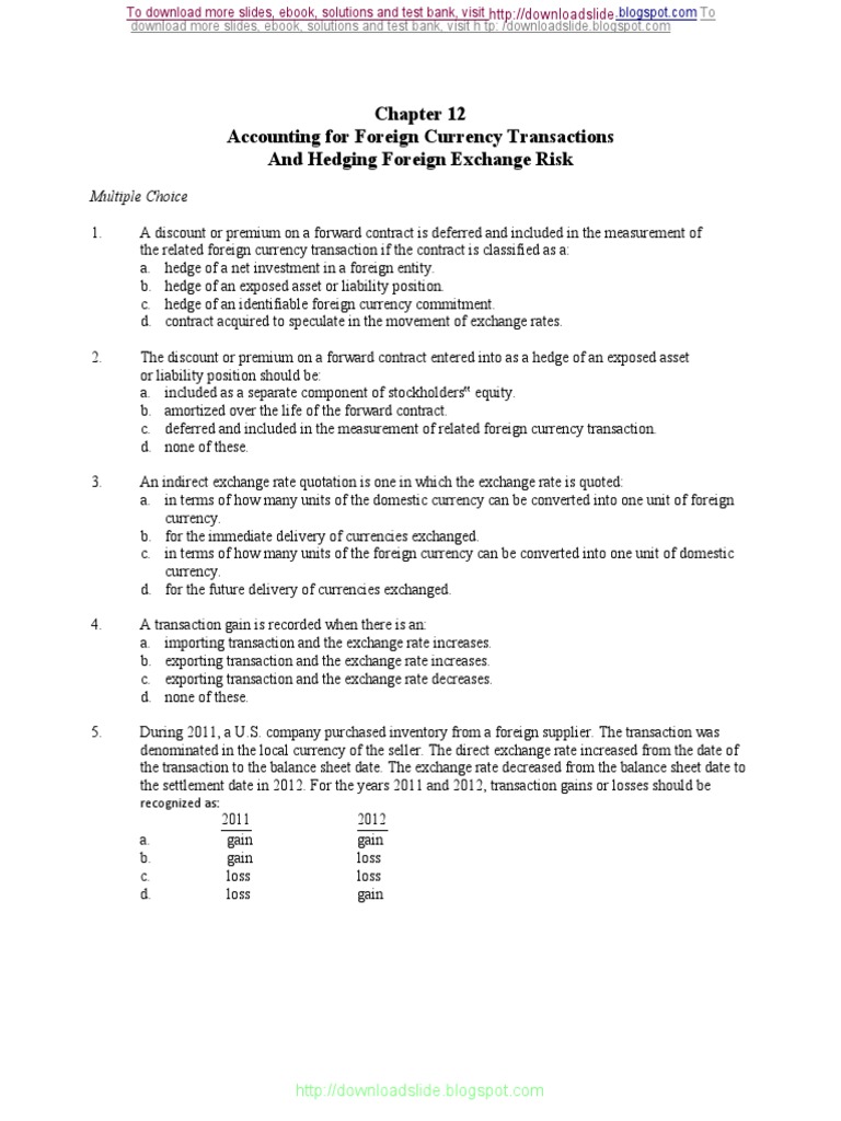 Download Ch 12 Exchange Rate Hedge Finance