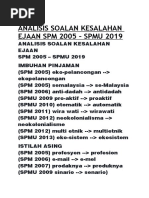 Analisis Soalan Kesalahan Ejaan SPM 2005