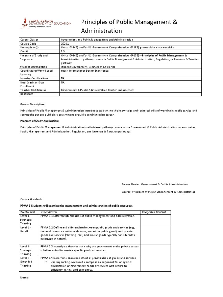 Principles of Public Management Course | PDF | Public Administration ...