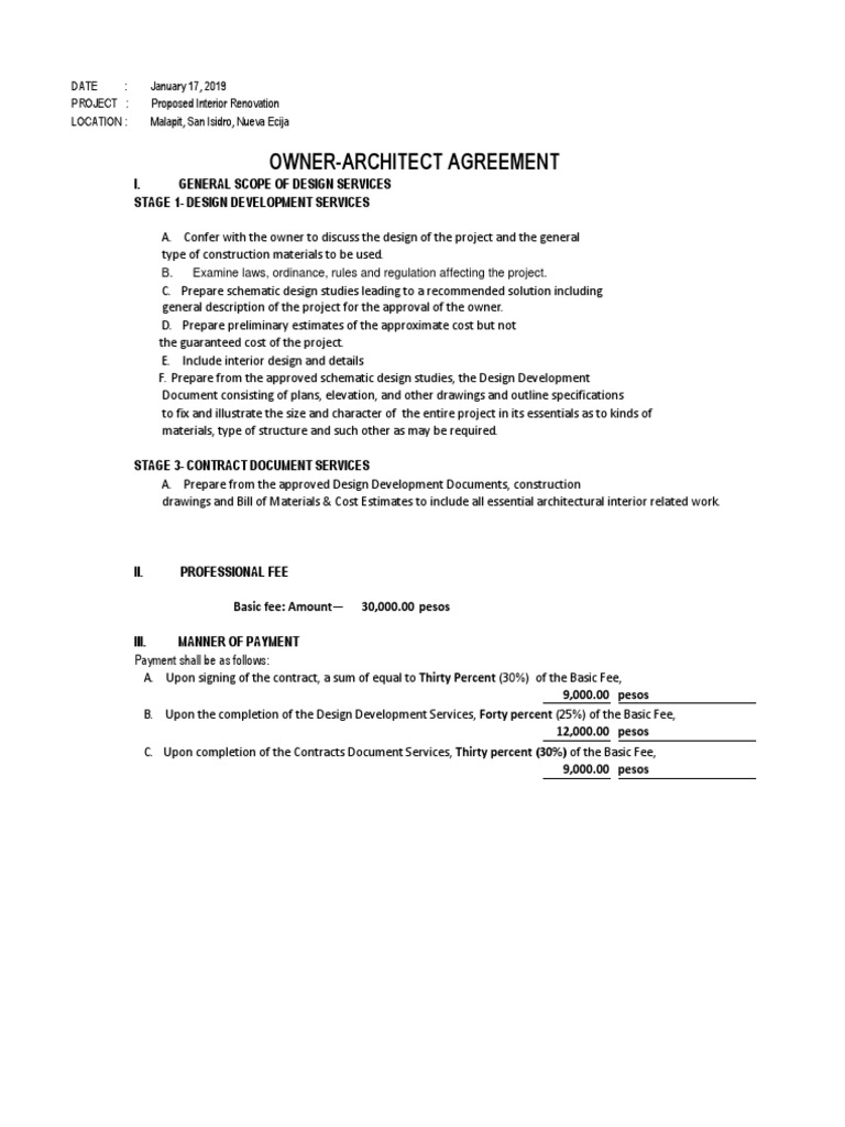 Architectural Services Contract Template | PDF | Architect | Government