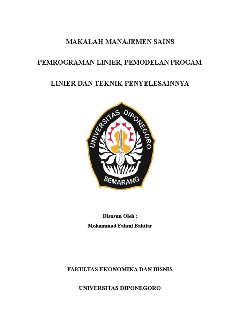 Makalah Pemrograman Linier Fahmi Pdf