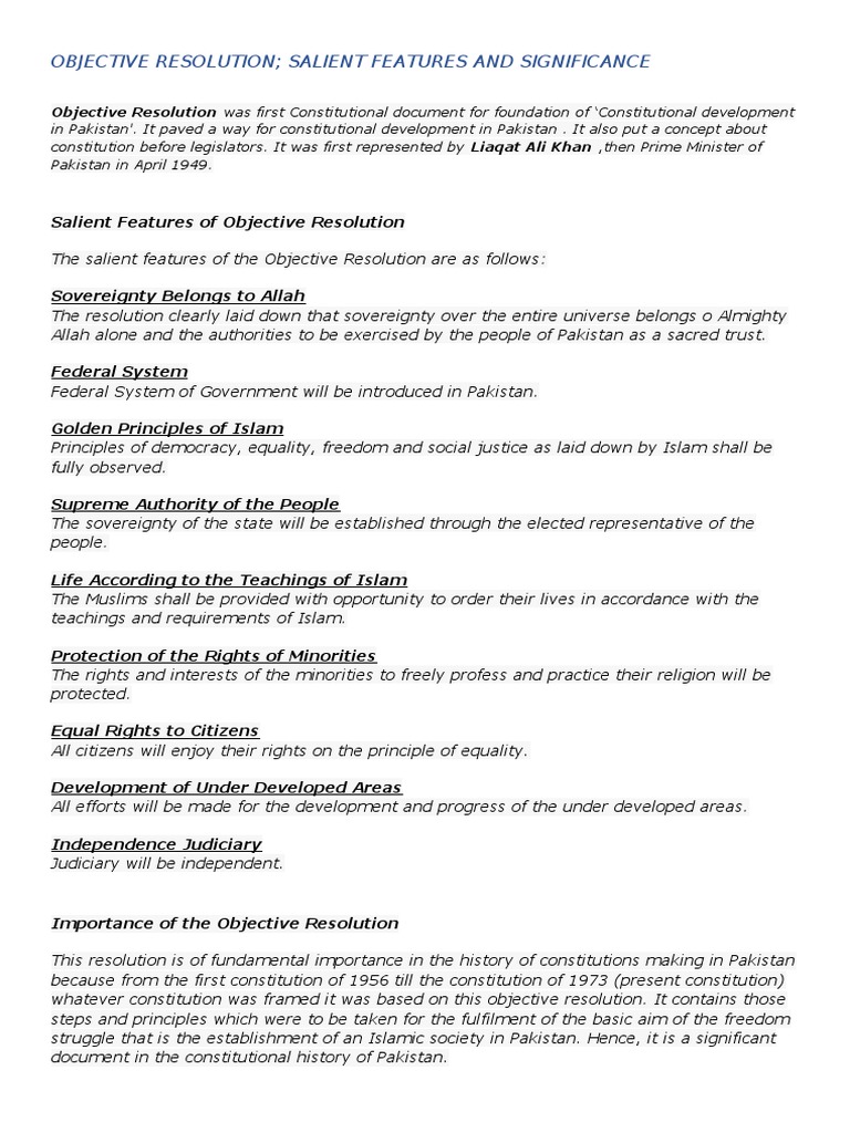 Objective Resolution Early Problems of Pak | PDF | Pakistan | Muhammad ...