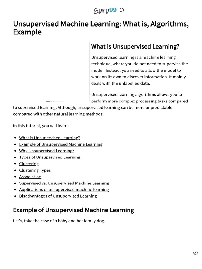 Unsupervised Machine Learning - What Is, Algorithms, Example | PDF ...