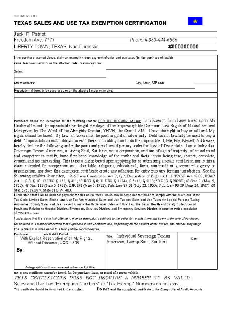 06 12 Sales Tax Exemp Template Use Tax Tax Exemption