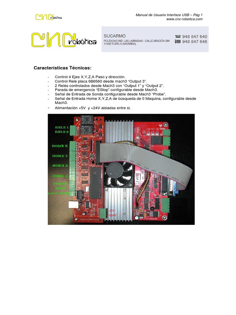 Manual Interface USB para CNC 4 Ejes | PDF | USB | Relé