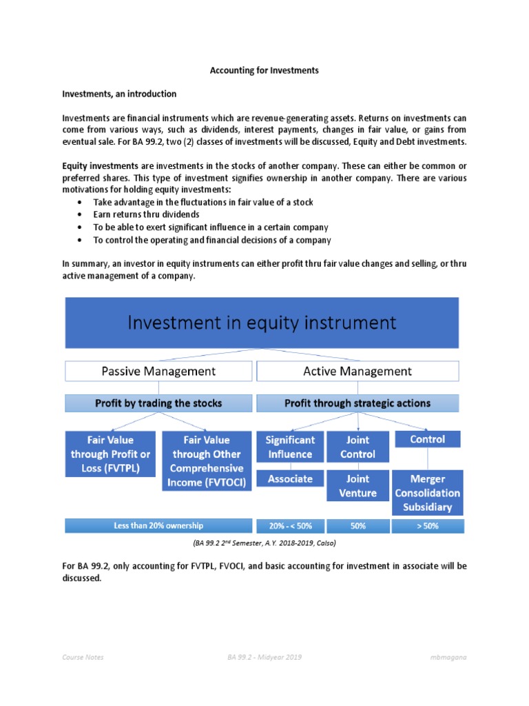 Accounting for Equity and Debt Investments | PDF | Mark To Market ...