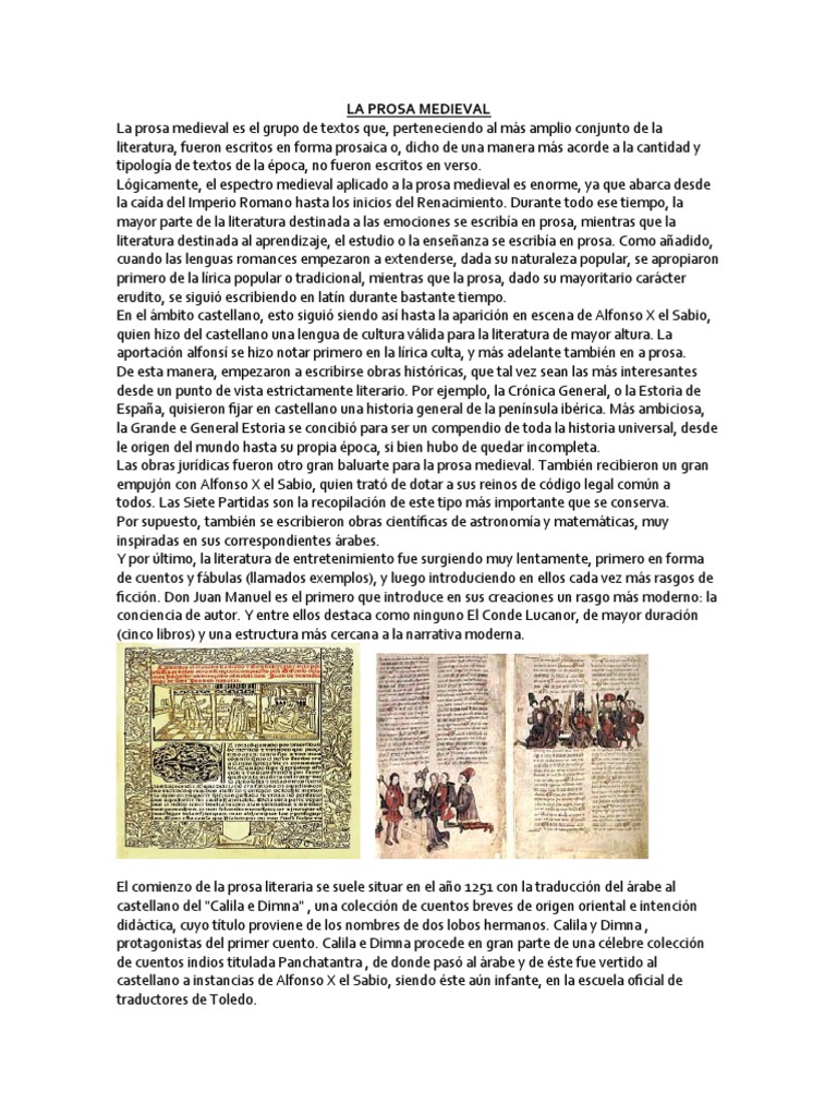 La Prosa Medieval Pdf Prosa Poesía