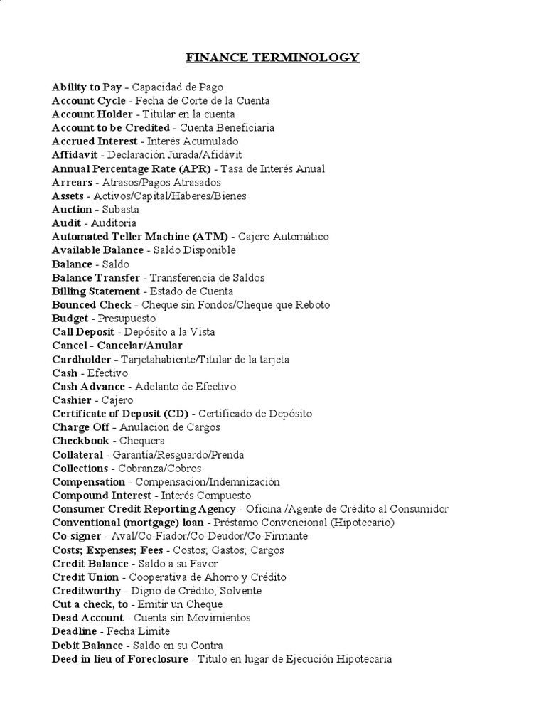 Financial Terms PDF | PDF | Servicios financieros minoristas ...