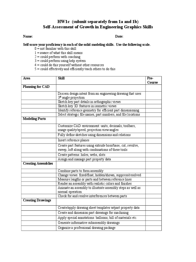 Engineering Graphics Skills Self-Assessment | PDF | Computer Aided ...
