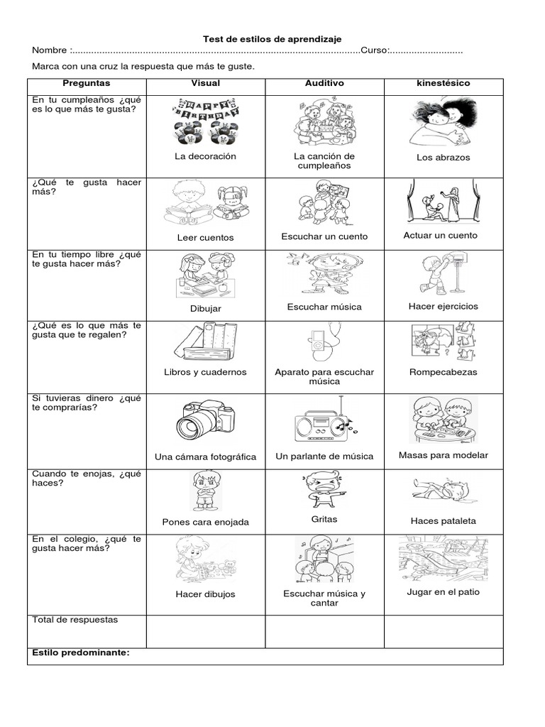 Test de Estilos de Aprendizaje Infantil | PDF