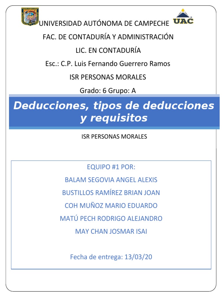 Deducciones, Tipos y Requisitos | PDF | Impuestos | Seguro