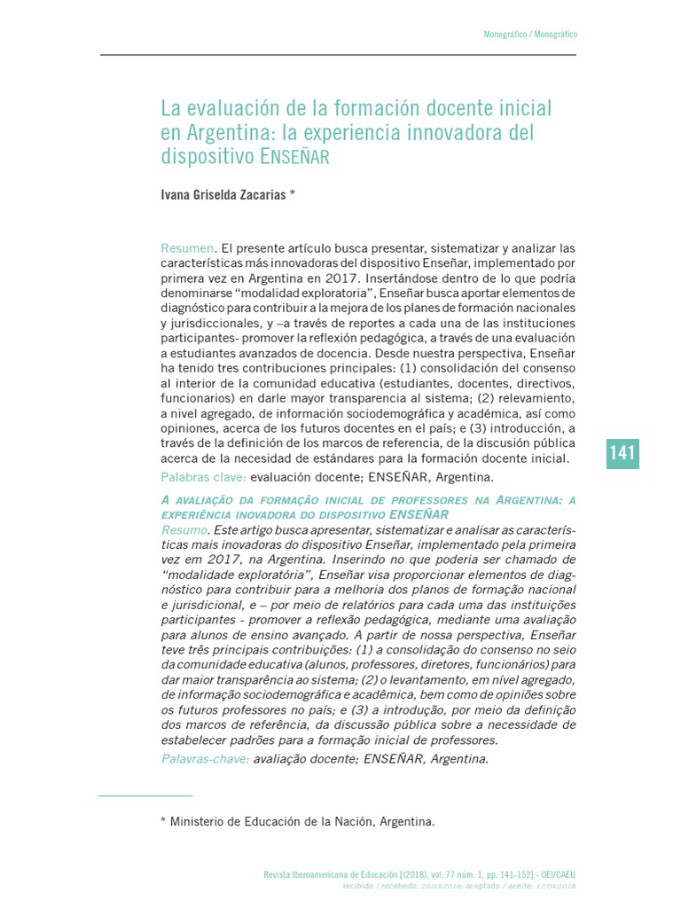 Evaluación de la formación docente en Argentina | PDF | Educación ...