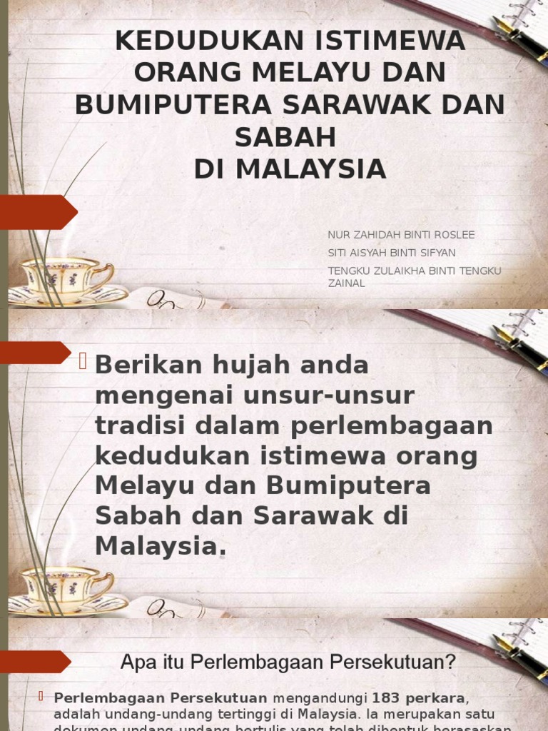 Kedudukan Istimewa Orang Melayu Dan Bumiputera Sarawak Dan Pdf