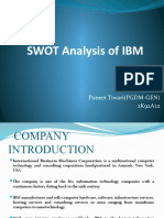 SWOT Analysis of IBM: Presented by Puneet Tiwari (PGDM-GEN) 2K92A22