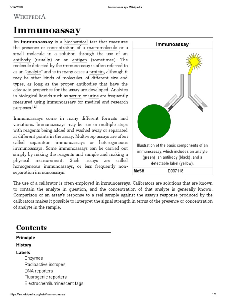 Immunoassay PDF Immunoassay Medical Tests