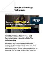 Secret Formula of Intraday Trading Techniques