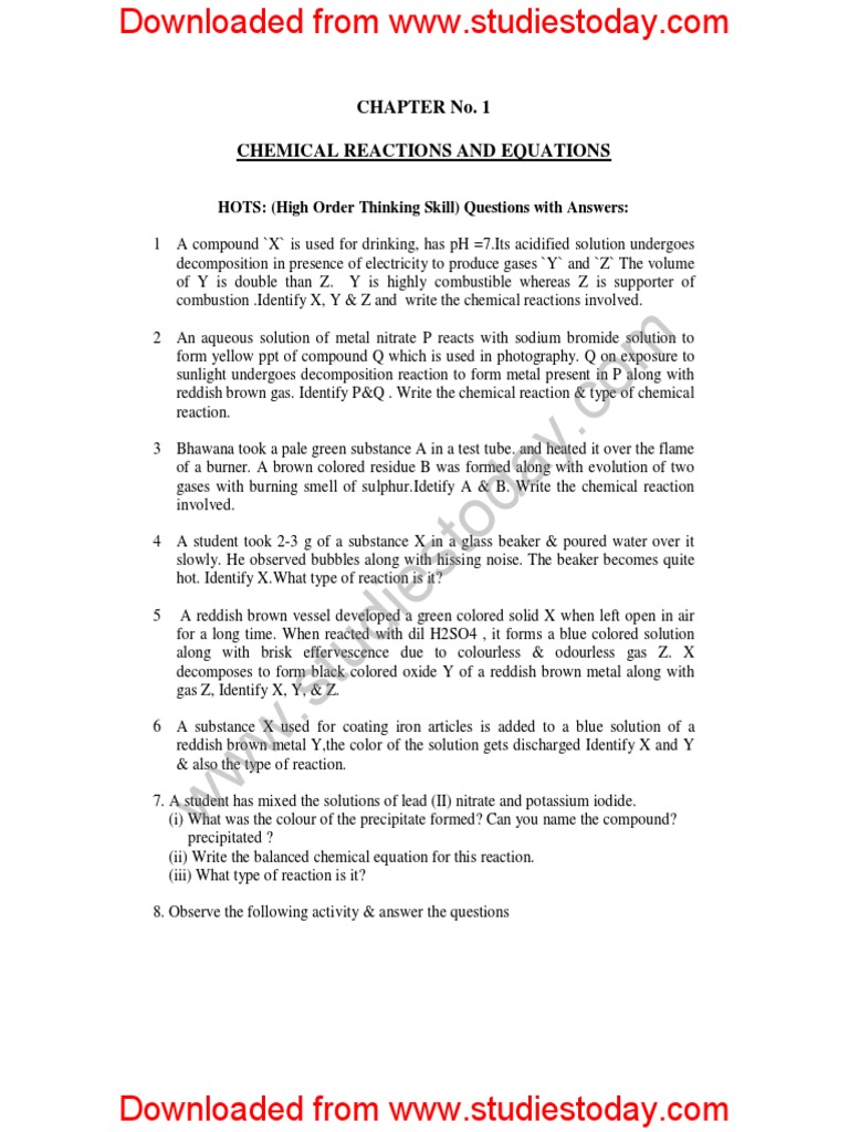 Chemical Reactions and Equations Guide | PDF | Chemical Reactions | Redox