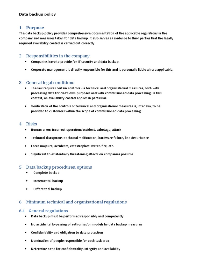 Data Backup Policy PDF Backup Information Security