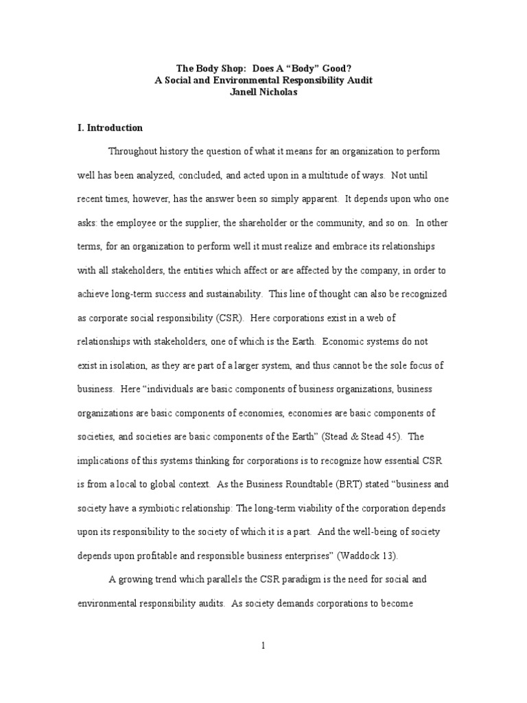 The body shop marketing audit essays image