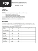 Take Home Worksheet