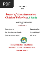 A Study On Impact of Advertisement On Children Behaviour A Case Study of Sirsa Haryana PDF