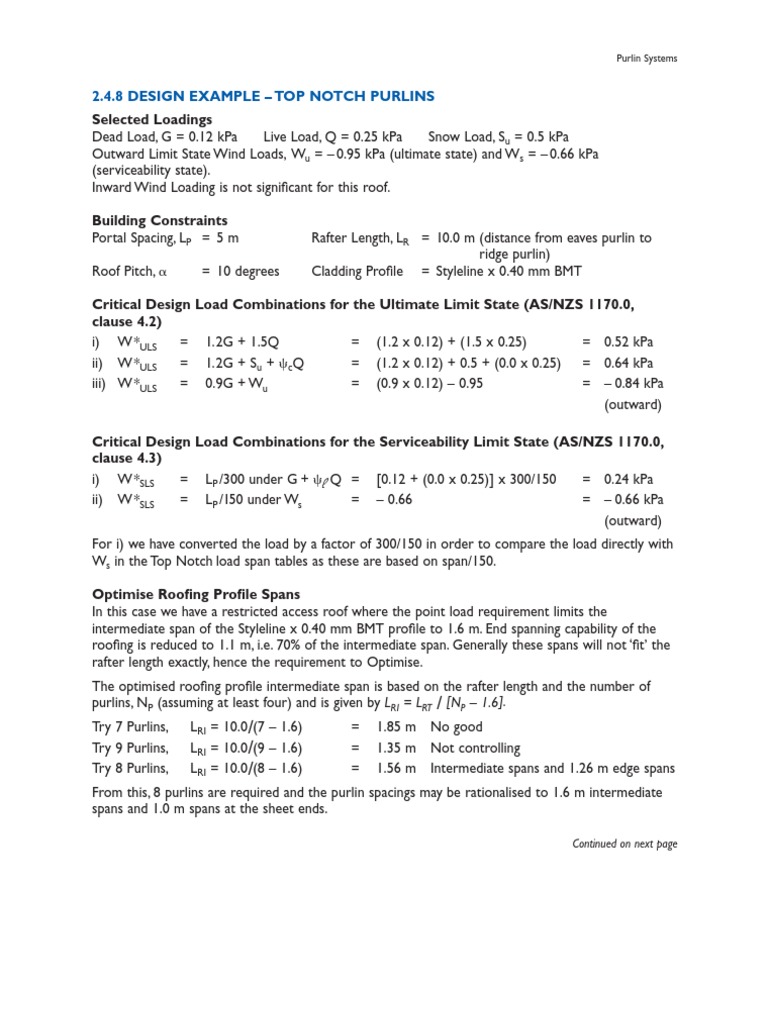 Top Notch Purlin Design Example | PDF | Engineering | Building Engineering