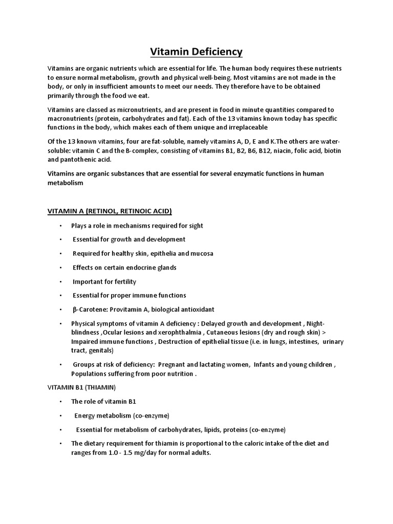 Vitamin Deficiency | PDF | Vitamin | Vitamin A