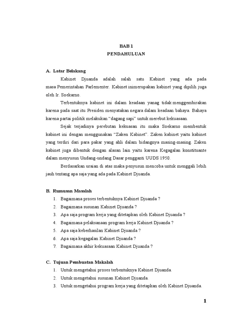 Bab I Ii Iii Makalah Kabinet Djuanda
