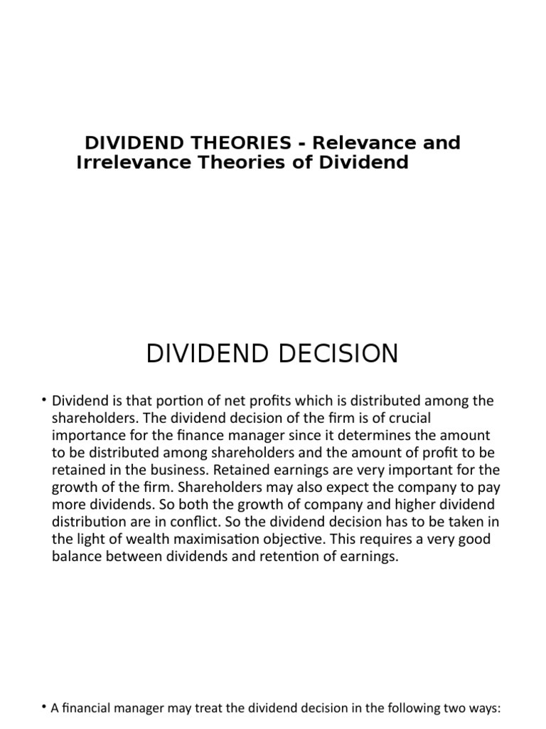 Dividend Theories Pdf Dividend Stocks