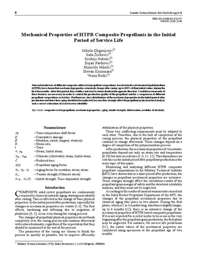 HTPB Propellant Mechanical Properties Analysis | PDF | Young's Modulus ...