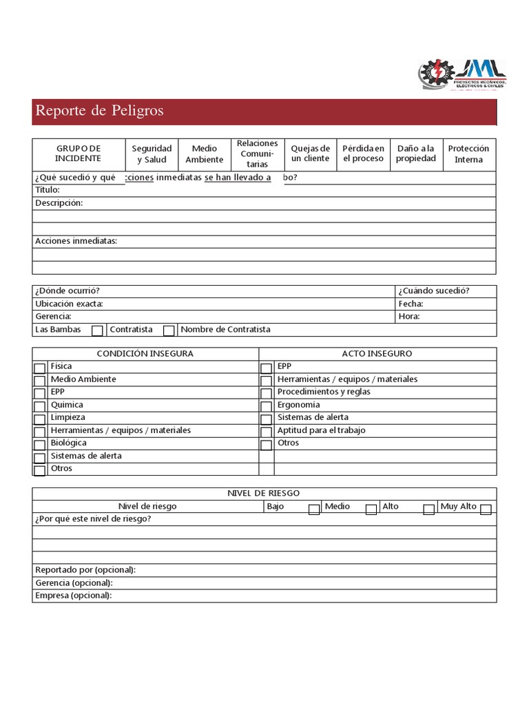 Reporte de Peligros PDF | PDF | Riesgo | Business