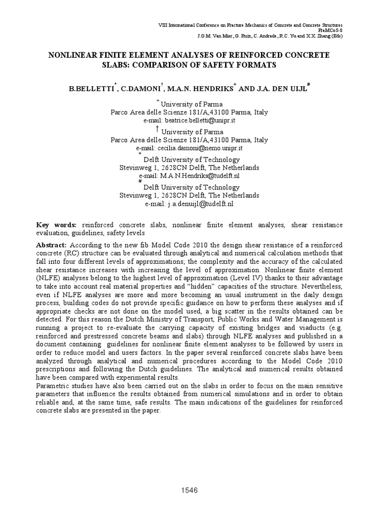 Nonlinear Finite Element Analysis of RC Slabs | PDF | Finite Element ...
