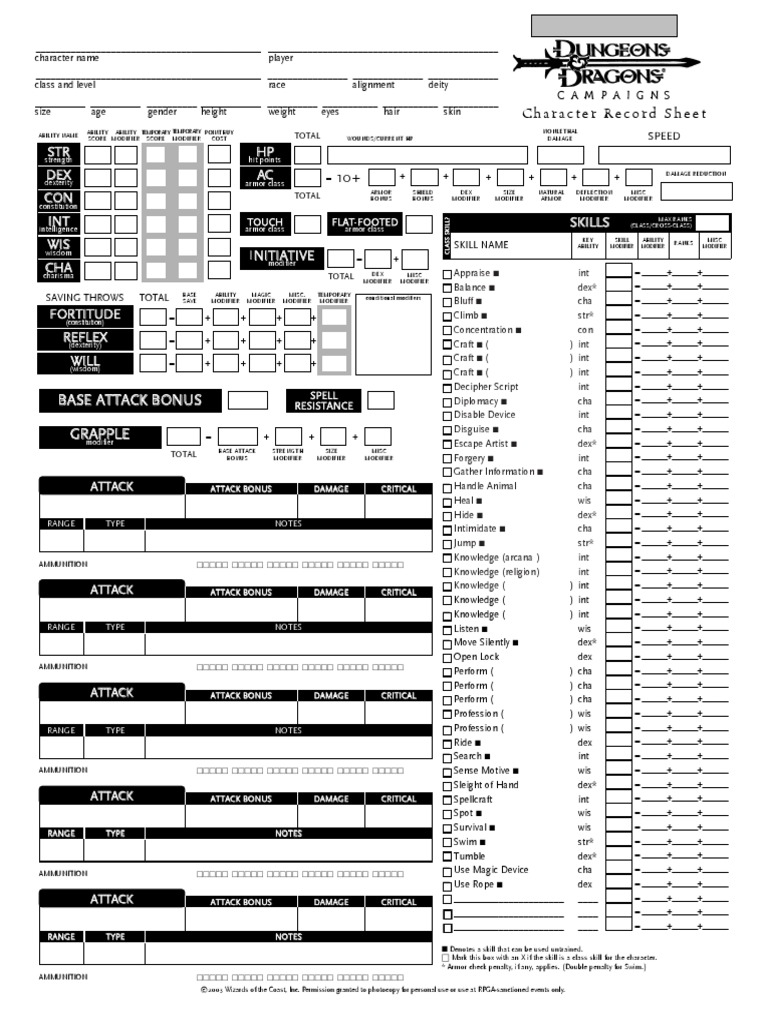 Dnd 3 5 character sheet pdf pdf role playing games leisure