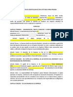 ACTO BAJO FIRMA PRIVADA PARA CONSTITUCIÓN DE UNA EIRL